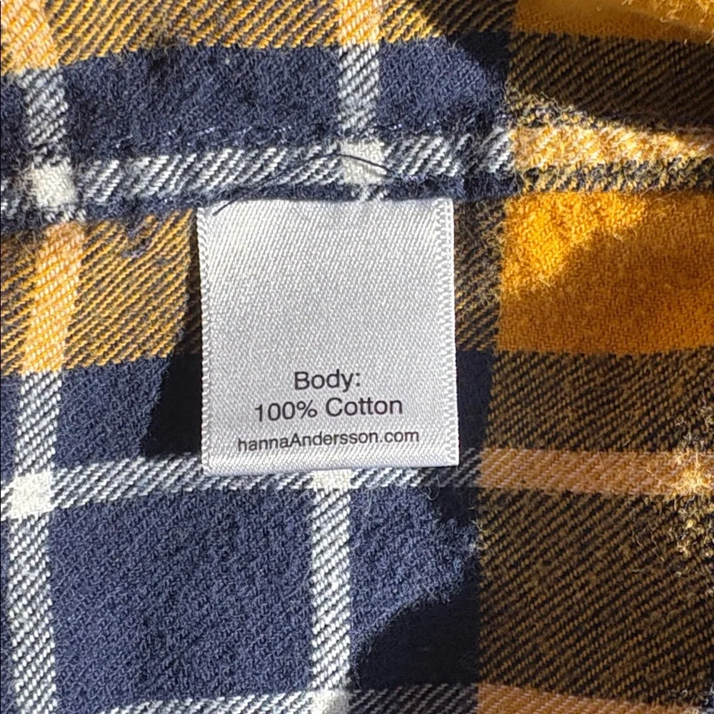 Hanna Andersson Yellow Blue Plaid Button Down Flannel Shirt size Boys US 14-16 - Picture 6 of 7